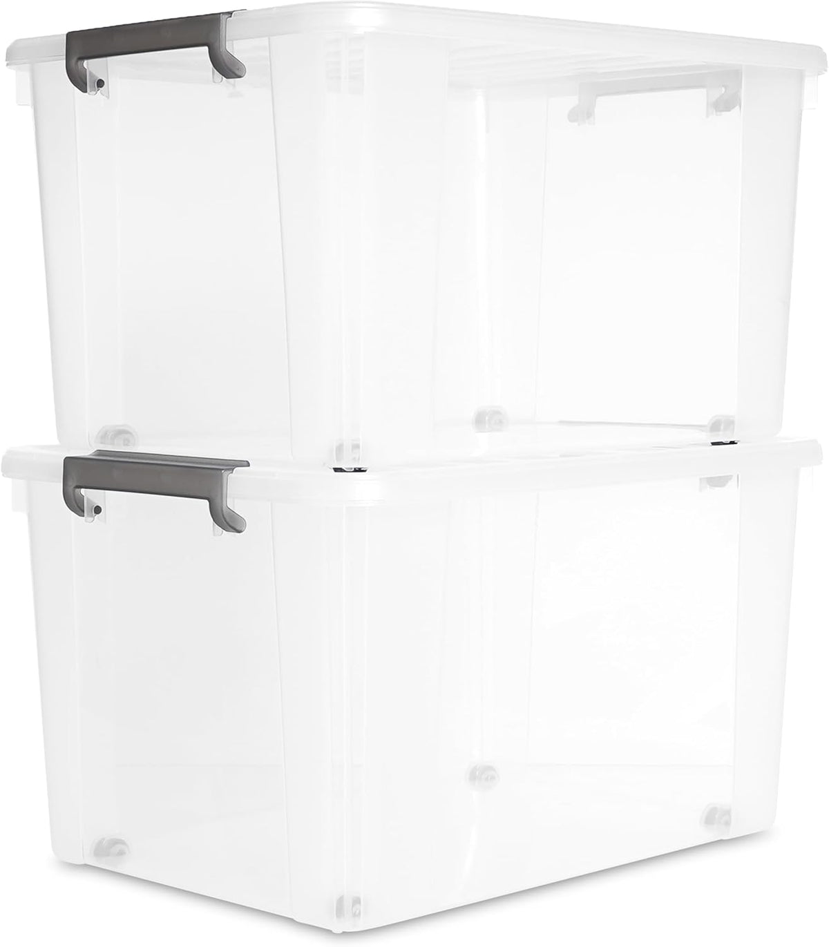 Citylife 32 QT Plastic Storage Bins with Latching Lids Stackable Storage Containers for Organizing Large Clear Storage Box for Garage, Closet, Kitchen, 4 Packs