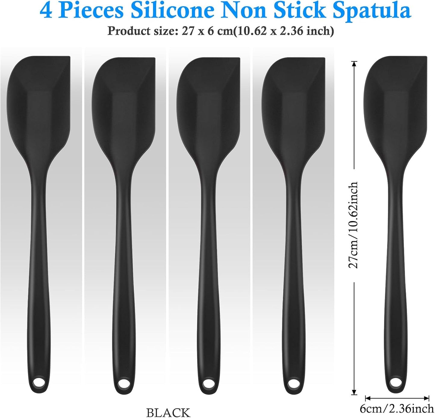 Shappy 4 Pieces Silicone Cooking Spoons 10.6 Inch Heat Resistant Kitchen Spoons for Mixing, Serving and Stirring Upgrade Large Non Stick Basting Utensils, Dishwasher Safe(Spoon,Fashionable Color)