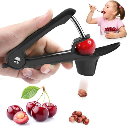 Cherry Pitter Tool,Cherry Pitter Cherry Stone Remover Tool for Making Cherry Jam Cherries Corer Pitter Tool，Cherry Pitter Olive Pitter with Space-Saving Lock Design, Black