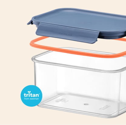 LocknLock LBF404RS5N Bisfree Modular Plus Food Storage Containers for Lunch, Meal Prep, Stackable, BPA-Free, Leakproof, Microwave, Dishwasher, Freezer-Safe, 10 Pieces, 5 Boxes and 5 Lids, Navy, 910ml