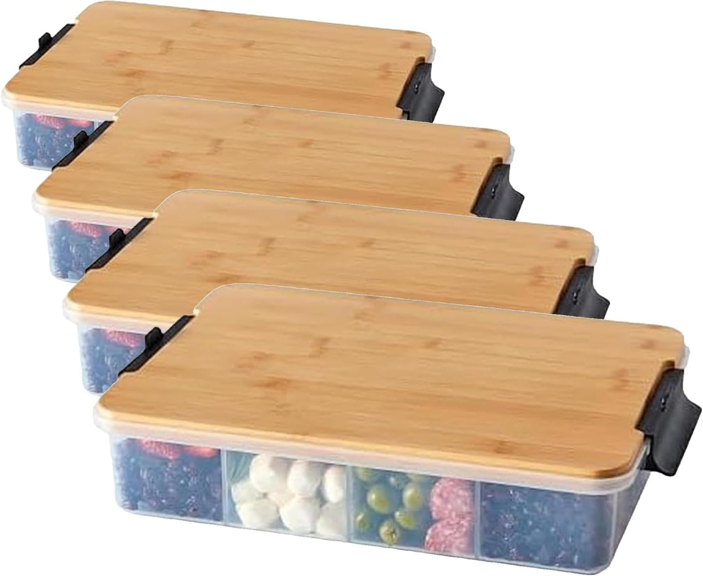 Farberware Small Build-a-Board Snacklebox with Locking Plastic Cutting Board Lid, Portable Charcuterie Storage with 7 Compartments