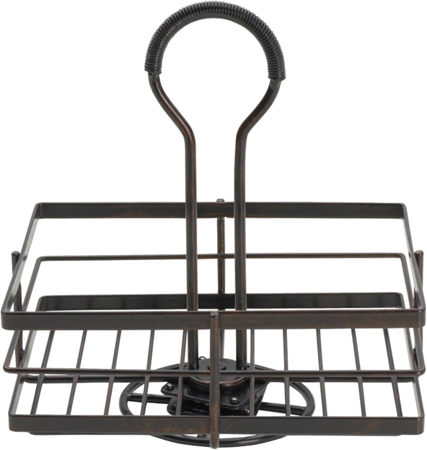 Mikasa Gourmet Basics Hanover Condiment Caddy with Rotating Caddy Organizer Design, Acacia Wood Insert - Durable, BPA-Free, Heavy-Gauge Carbon Structured Steel for Condiment Storage