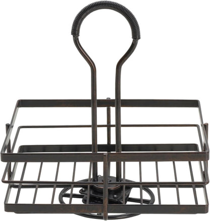 Mikasa Gourmet Basics Hanover Condiment Caddy with Rotating Caddy Organizer Design, Acacia Wood Insert - Durable, BPA-Free, Heavy-Gauge Carbon Structured Steel for Condiment Storage