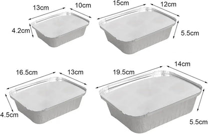 Disposable Cookware 125Pcs Grill Catch Tray Aluminum Foil Pan with Lid Barbecue for BBQ for Cooking Baking(450ml)