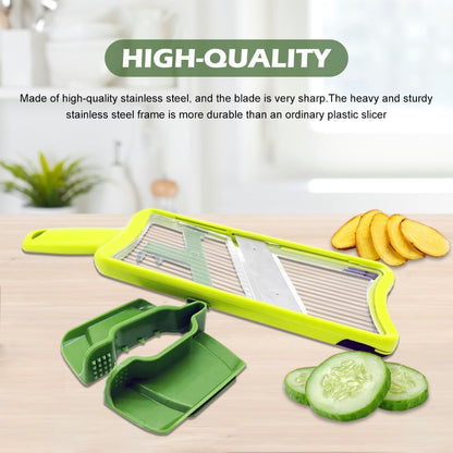 Multi Handheld Mandoline Slicer, Stainless Steel Professional Vegetable Slicer with Comfortable Grip, Vegetable Grater for Potatoes, Onions, Cucumbers, Cheese, Easy to Clean(Green)