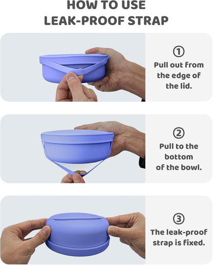 Silicone Food Storage Containers Bowl, Set of 3 Reusable Silicone Bento Lunch Box Containers with Lids (17oz, 25oz, 42oz) Dishwasher, Microwave and Freezer Safe (Bright Yellow)