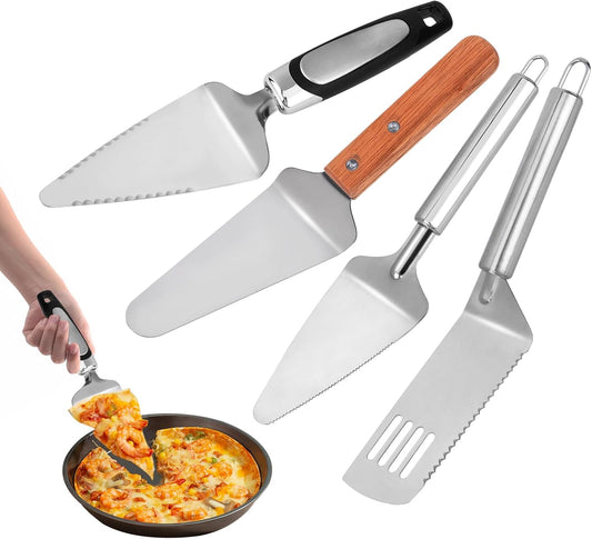 4 Piece Pie Server Set, Stainless Steel Dessert Cake Pizza Spatulas