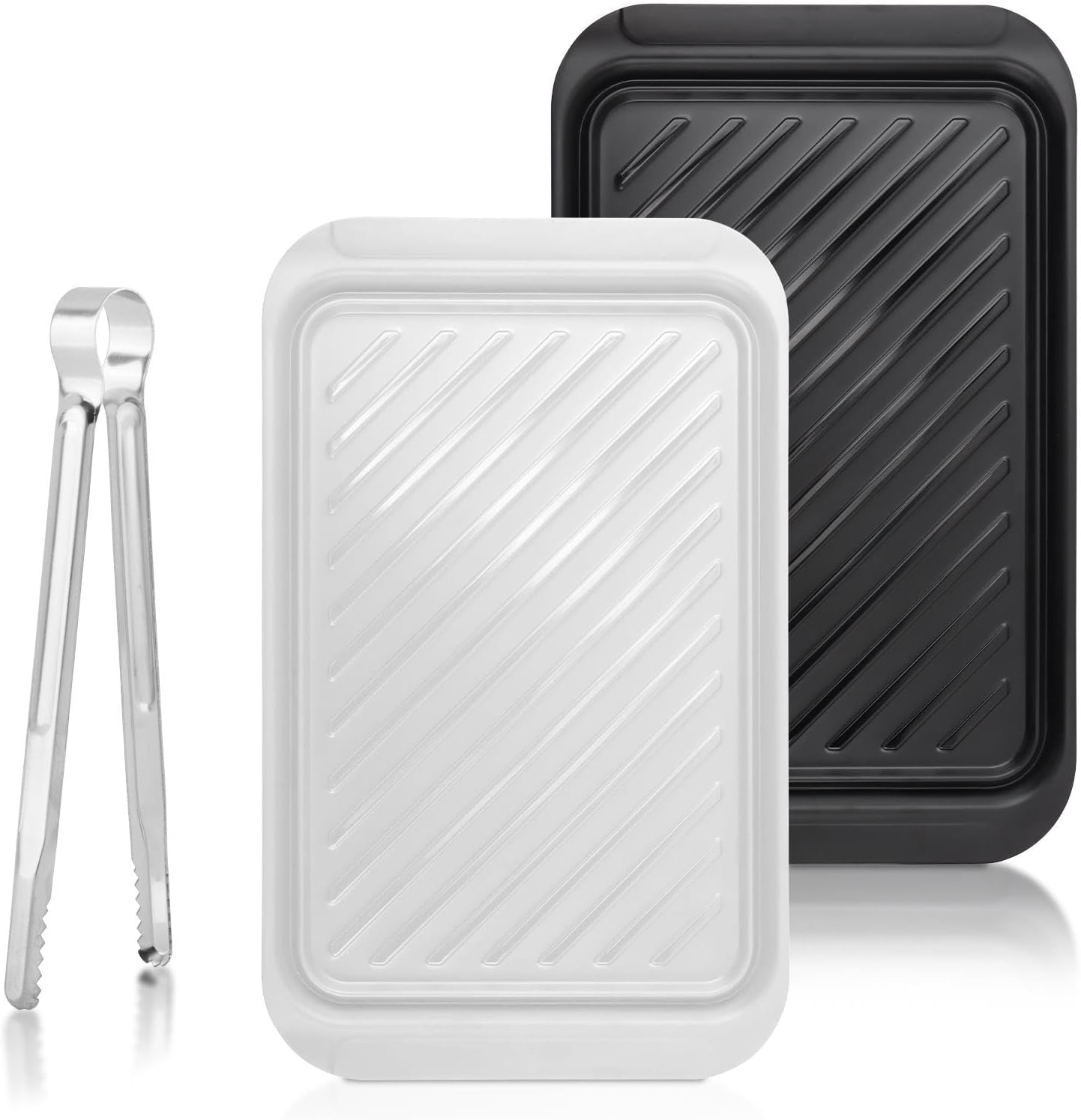 2Pack Grilling Prep and Serve Trays,Melamine Serving Tray for Food,Grilling Prep Trays BBQ Platters for Cooked and Ra-w Meat, Outdoor, Party,Marinating Meats