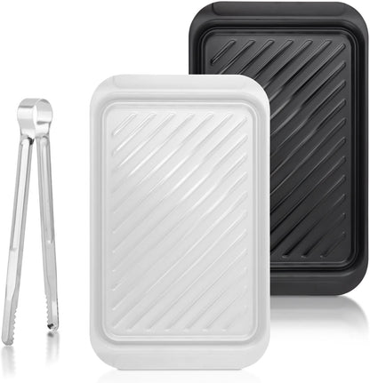 2Pack Grilling Prep and Serve Trays,Melamine Serving Tray for Food,Grilling Prep Trays BBQ Platters for Cooked and Ra-w Meat, Outdoor, Party,Marinating Meats