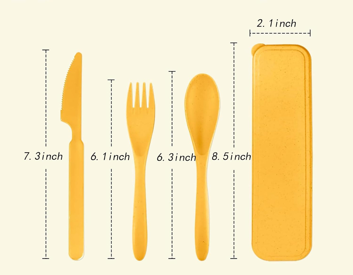 Travel Utensils Set - Reusable 5 Sets Wheat Straw Plastic Cutlery with Case, Portable Forks Spoons and Knives Set, Eco-Friendly BPA Free for Daily Use (5 Purple)