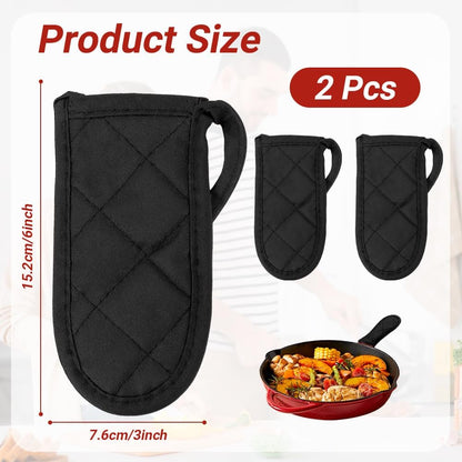 Cast Iron Handle Cover 2 Pcs Cast Irons Skillet Handle Covers, Pot Holders Heat Resistant, Cast Irons Handle Sleeve, Pot Handle Cover, Pan Handle Sleeve for Kitchen Cooking Baking BBQ Cookwares Black