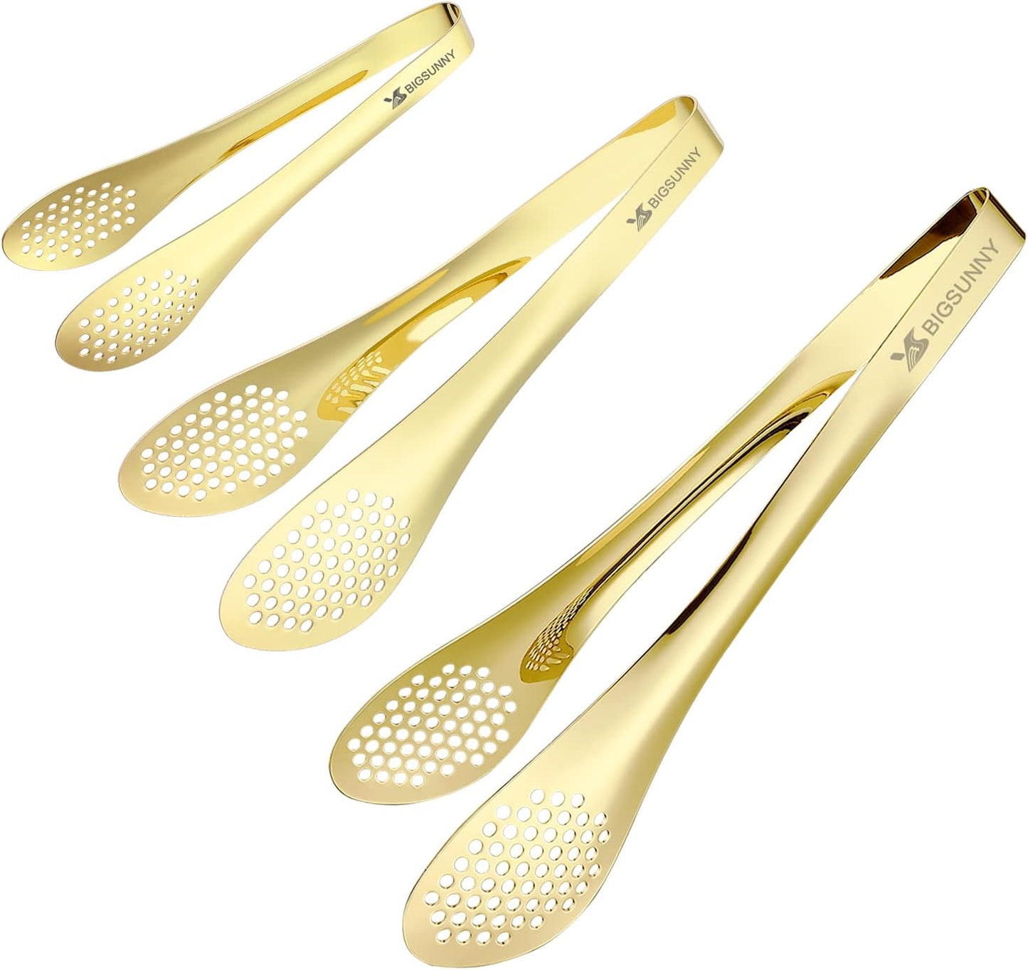 MSY BIGSUNNY Chef Kitchen Tongs Stainless Steel Food Serving Tongs Set Buffet tongs (silver 7" 9" & 11", 3 pack)