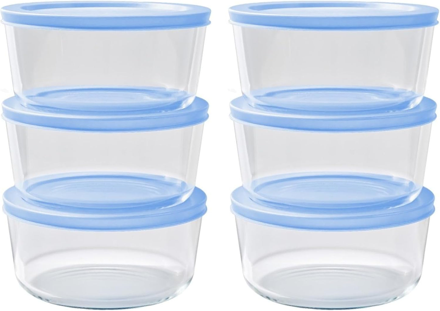 6-Piece Glass Food Storage Containers Set (3 Containers + 3 BPA-Free Lids) | 2-Cup, Leakproof | Microwave, Freezer, Oven & Dishwasher Safe | Ideal for Meal Prep & Pantry Organization, Pistachio