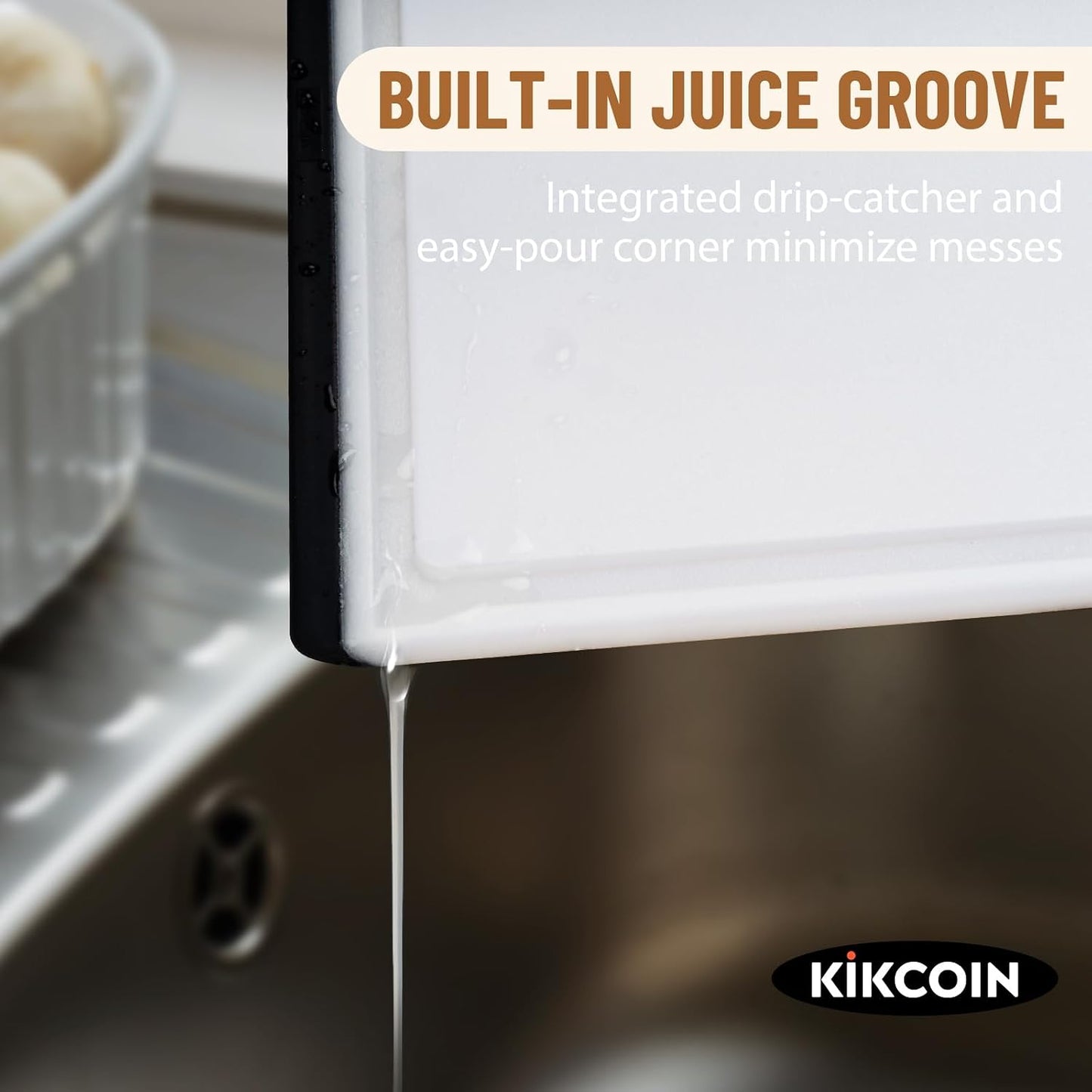 Kikcoin Plastic Cutting Boards for Kitchen, 3-Piece Large Cutting Board Set Dishwasher Safe Chopping Boards with Non-slip Feet and Juice Grooves, Gray