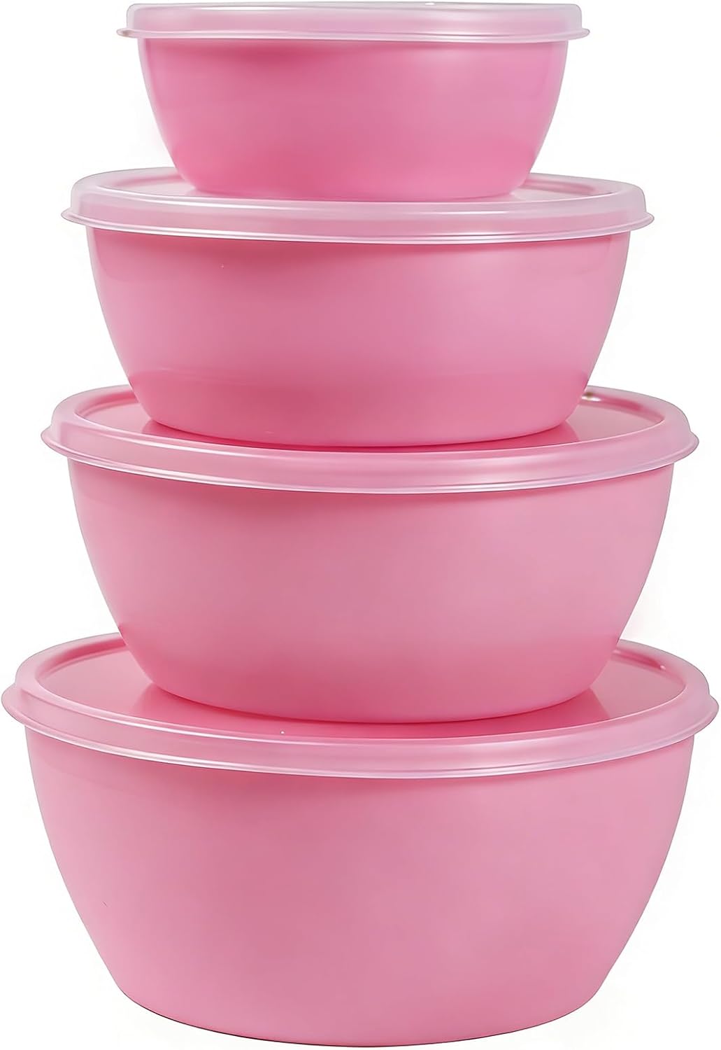 4-Piece Classic Plastic Prep Bowls with Lids, Nesting Plastic Small Mixing Bowl Set for Mixing, Baking, Prepping, Cooking and Serving Food, Microwave and Dishwasher Safe (Yellow)