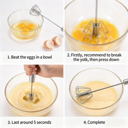 KSENDALO SUS304 Stainless Steel Whisk & Beater Set - Manual & Automatic Handheld Easy Semi-Auto Mixer for Cooking - 12 & 14inch Frother Spinner, Mixer & Stirrer for Eggs, Hand, and Milk