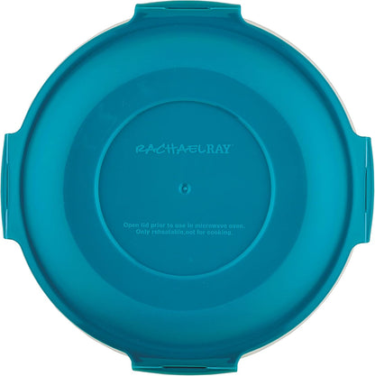 Rachael Ray Leak-Proof Nestable Container Food Storage Bin Set, 10-Piece, Clear with Teal Lids