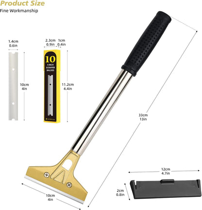 EHDIS Flat Top Grill Scraper Razor BladeGlass Scraper Tool, 4 Inch Metal Blade Kitchen Scraper for Cleaning Griddle & Flat Top Grill for Diner, Bar, Hotel, Restaurant