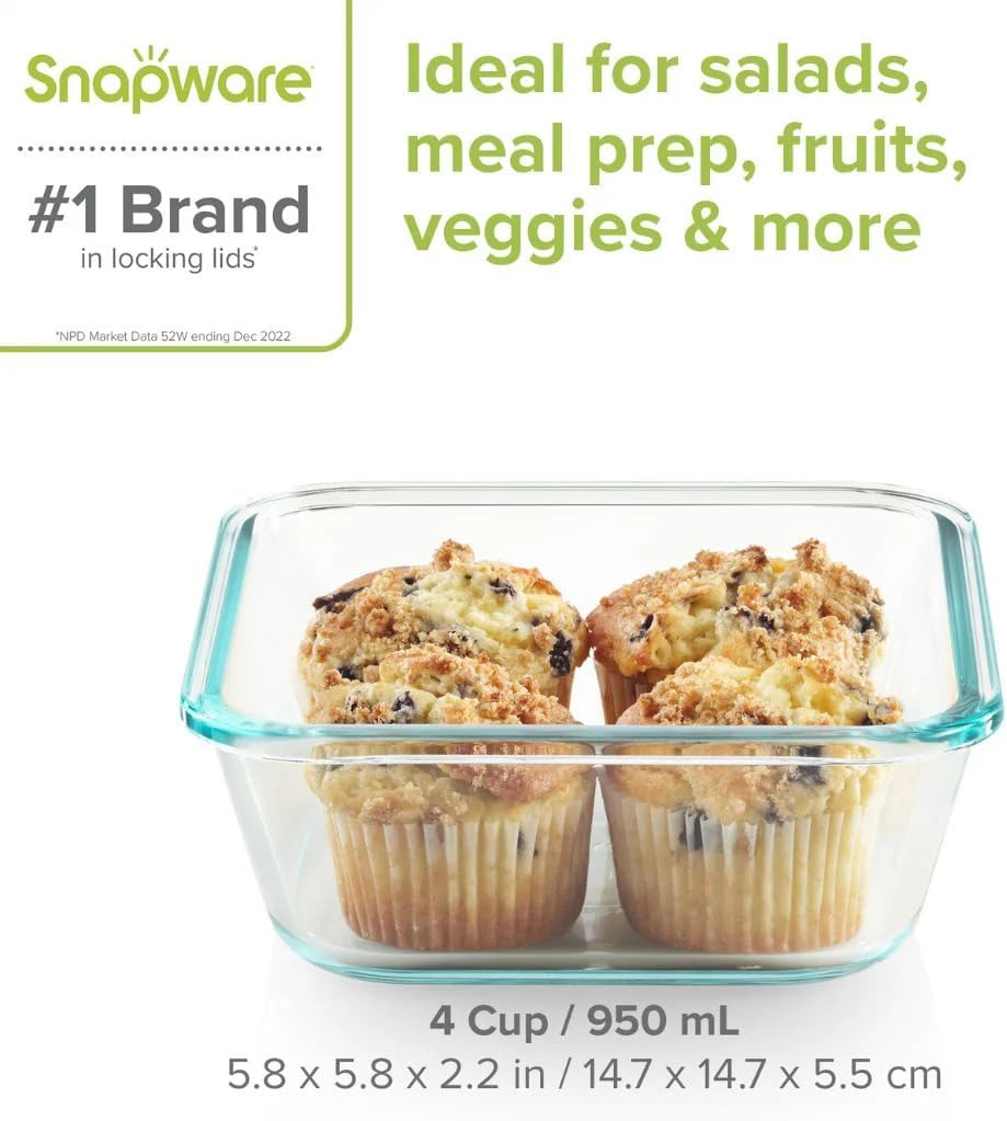 Snapware Snapware 6cup total solution rectangle food storage container glass, 9.3 Ounce (1112403)