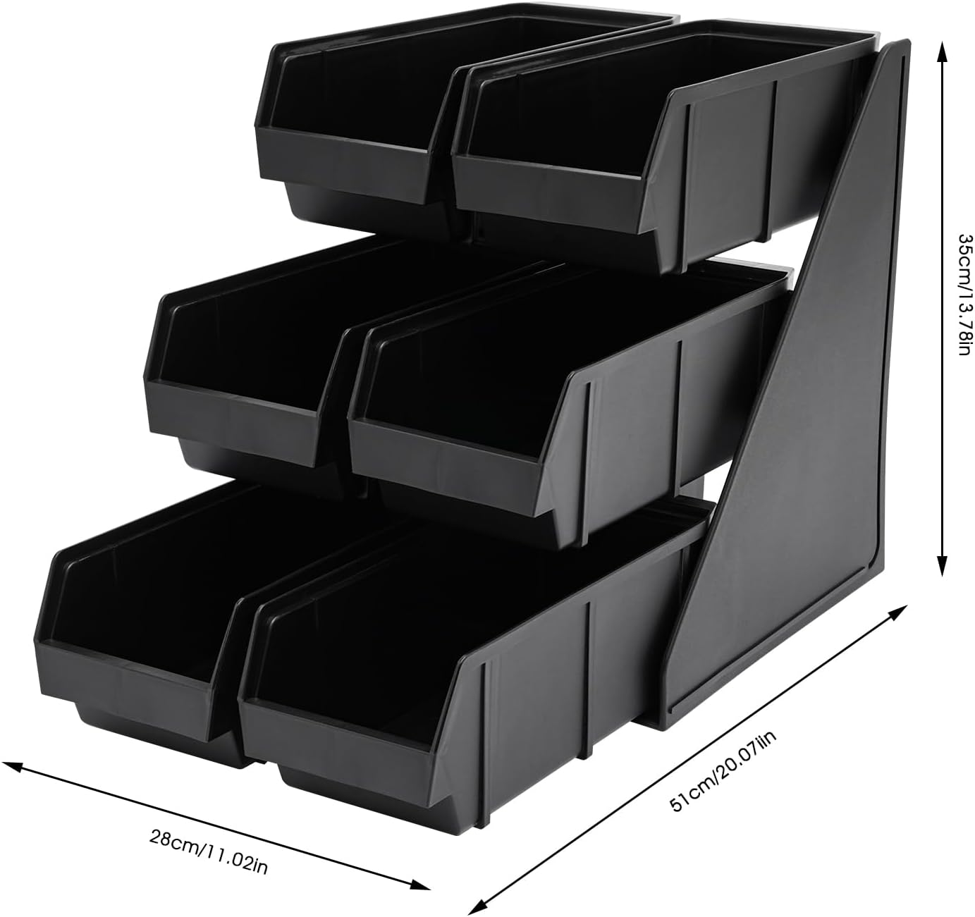 6 Compartment Serve Condiment Bin, 3-Tier Self Serve Condiment Bin Stand, Plastic Containers Storage Bins, Countertop Condiment Organizer for Coffee Shops Restaurants Bars