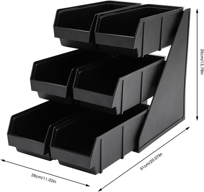 Serve Condiment Bin, Plastic Containers Storage Bins, Condiment Organizer, 3 Tier 6 Compartments Plastic Storage Bins Coffee Bar Beverage Station