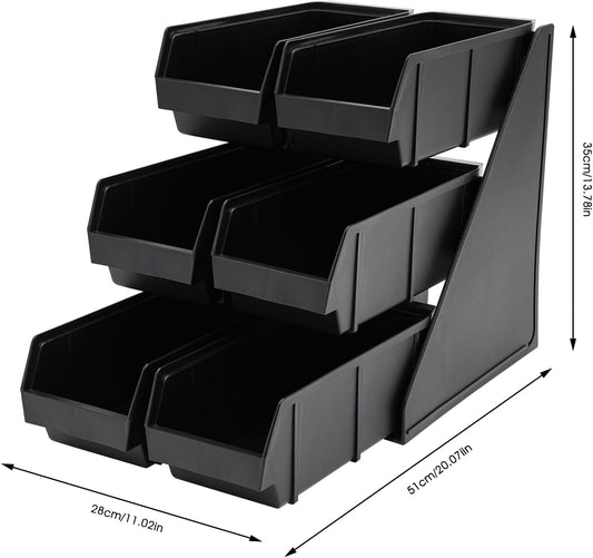 Serve Condiment Bin, Plastic Containers Storage Bins, Condiment Organizer, 3 Tier 6 Compartments Plastic Storage Bins Coffee Bar Beverage Station