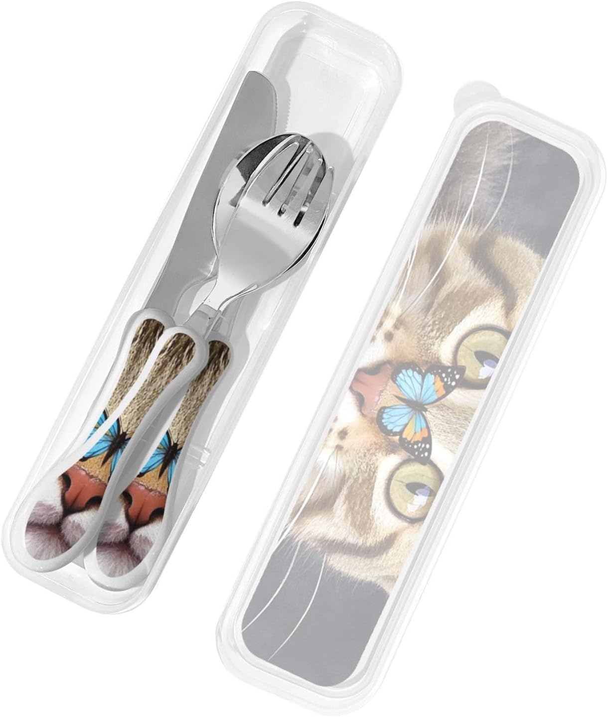 3-Piece Kids Silverware Set With Storage Case, Stainless Steel Reusable Children Safe Knife Spoon Fork Set Classic Cocktail Children Flatware Set For Kids Lunch Box