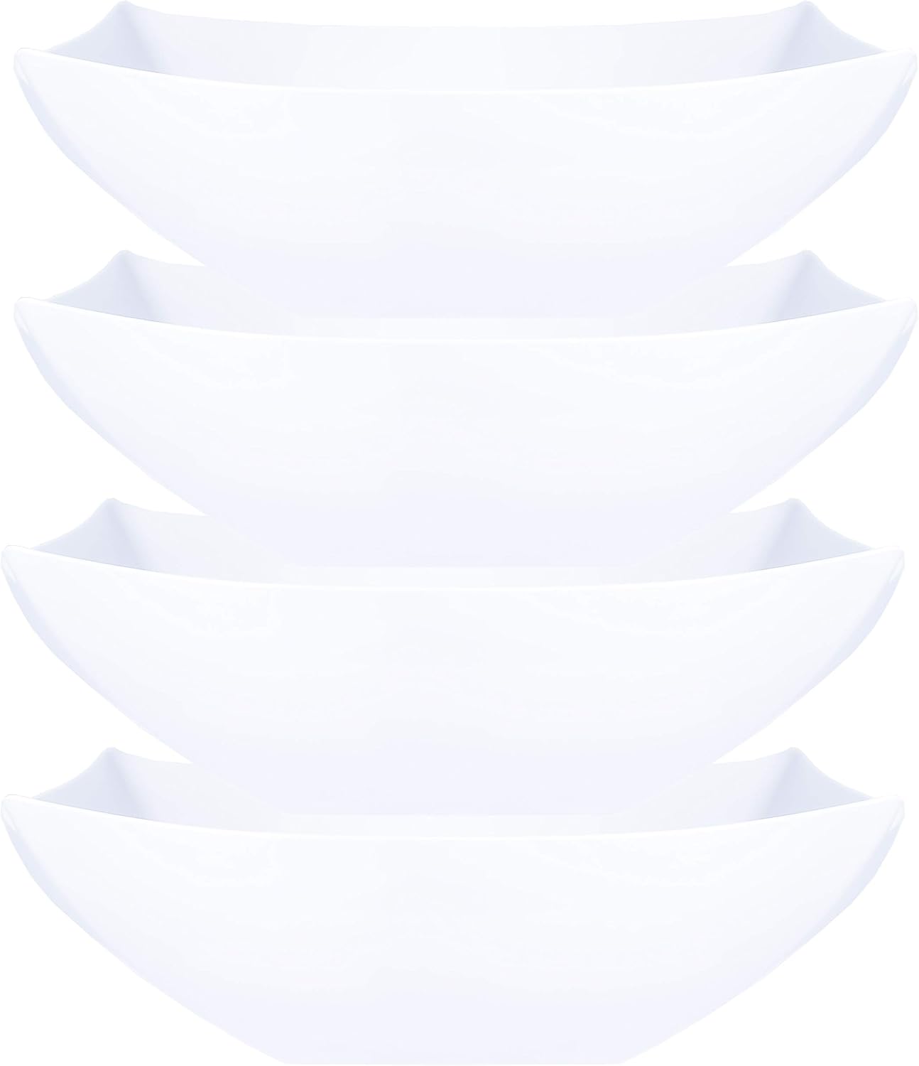 PLASTICPRO Disposable Square Serving Bowls, Party Snack or Salad Bowl, Plastic Clear or White Pack of 4 (16 OUNCE, White)