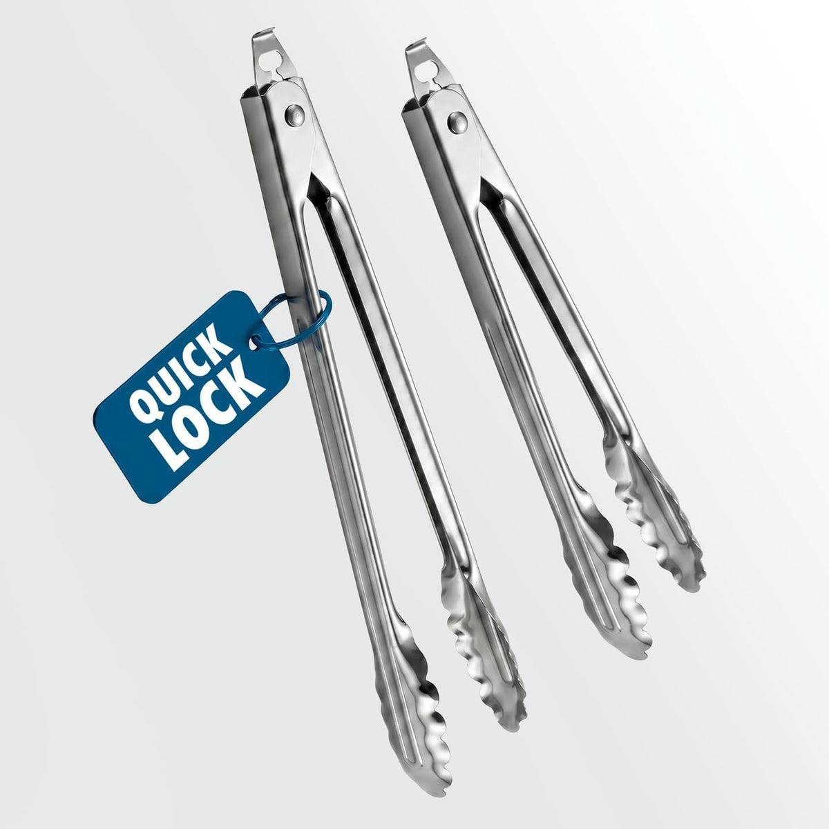 EDLUND Tongs (7", 9", 12", 16") for Cooking – Stainless Steel Kitchen Tongs, 7", 9", 12" and 16" Scalloped Serving Tongs with Locks, Heavy Duty, Commercial Grade, Made in USA