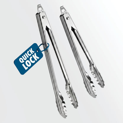 EDLUND Tongs (7", 9", 12", 16") for Cooking – Stainless Steel Kitchen Tongs, 7", 9", 12" and 16" Scalloped Serving Tongs with Locks, Heavy Duty, Commercial Grade, Made in USA