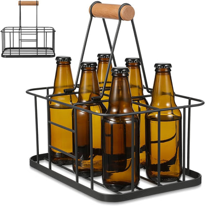 Cabilock Water Bottle Carrier Milk Bottle Holder Wire Metal Doorstep Milk Crate Basket for Farmhouse Kitchen Organizer Holder