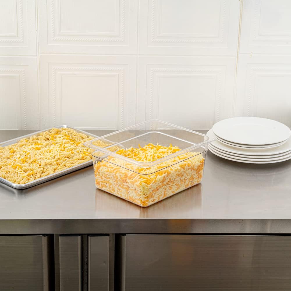 Restaurantware-2.5 Inch Deep Food Pans, 1 1/6 Size Commercial Food Storage Container - Freezable, Break-Resistant, Clear Plastic Cold Pans, Dishwashable, For Kitchens, Restaurants, Or Cafeterias