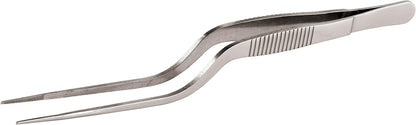 Paderno World Cuisine Stainless Steel Offset Culinary Tweezers, Gray