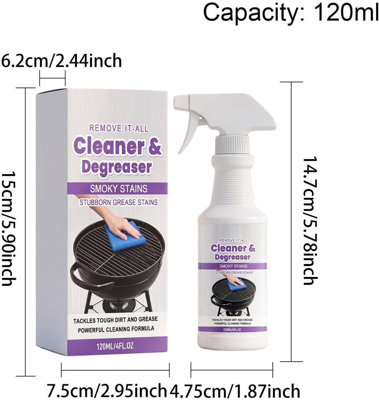 Outdoor BBQ Grill Cleaner - Heavy Duty Degreaser No Scrub Fast Action Cleaning Solution Strong Grease Breakdown Formula | Barbecue Grates Racks Burners Pellet Smoker Oven Cooking Equipment Backyard Ca