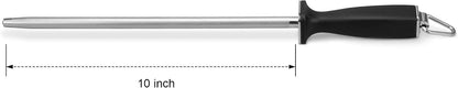 12-Inch Knife Sharpening Rod, Fine Carbon Honing Steel, Black Handle