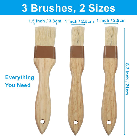 LALOFE Pastry Brush Natural Bristle Set, 1 & 1.5 Inch