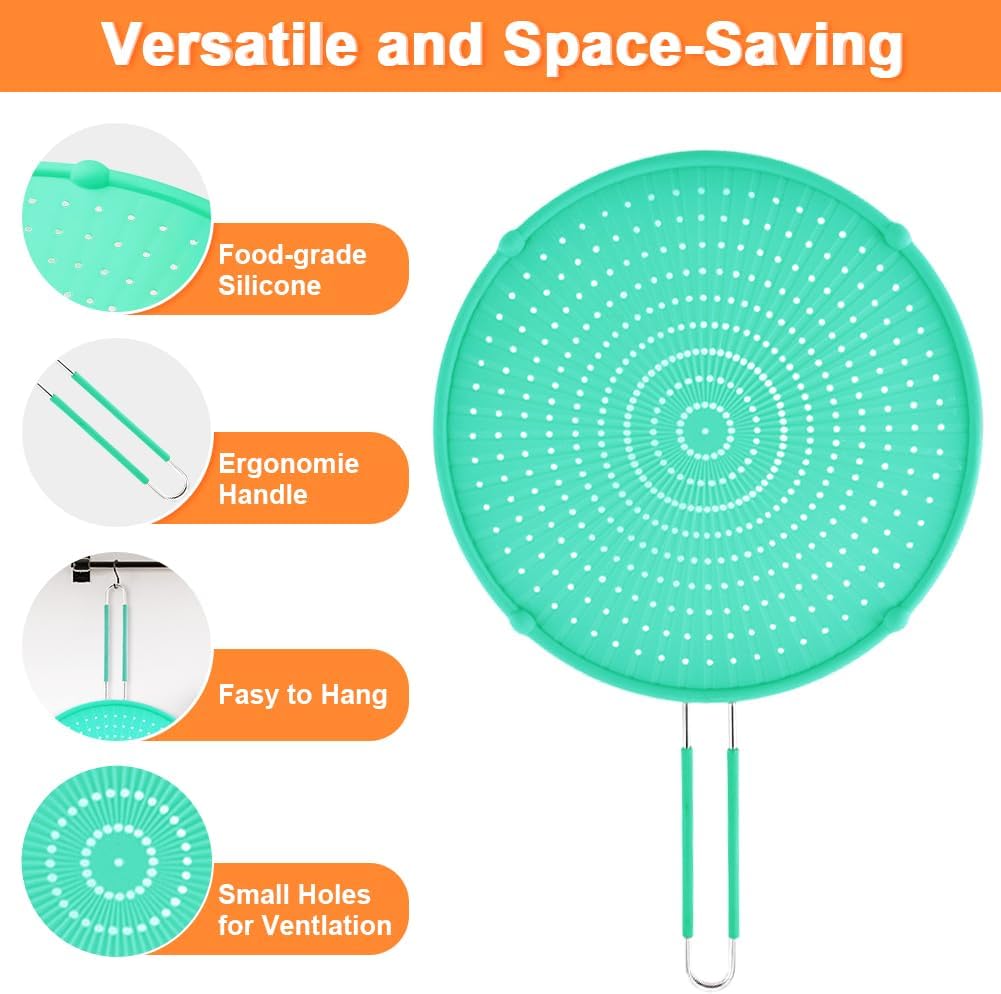 Splatter Screen for Frying Pan, Grease Splatter Guard, Heat-Resistant Splatter Guards for Frying, Silicone Splatter Guard for Everyday Cooking, Dishwasher Safe （16in×12in×0.5in）