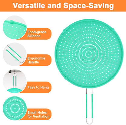 Splatter Screen for Frying Pan, Grease Splatter Guard, Heat-Resistant Splatter Guards for Frying, Silicone Splatter Guard for Everyday Cooking, Dishwasher Safe （16in×12in×0.5in）