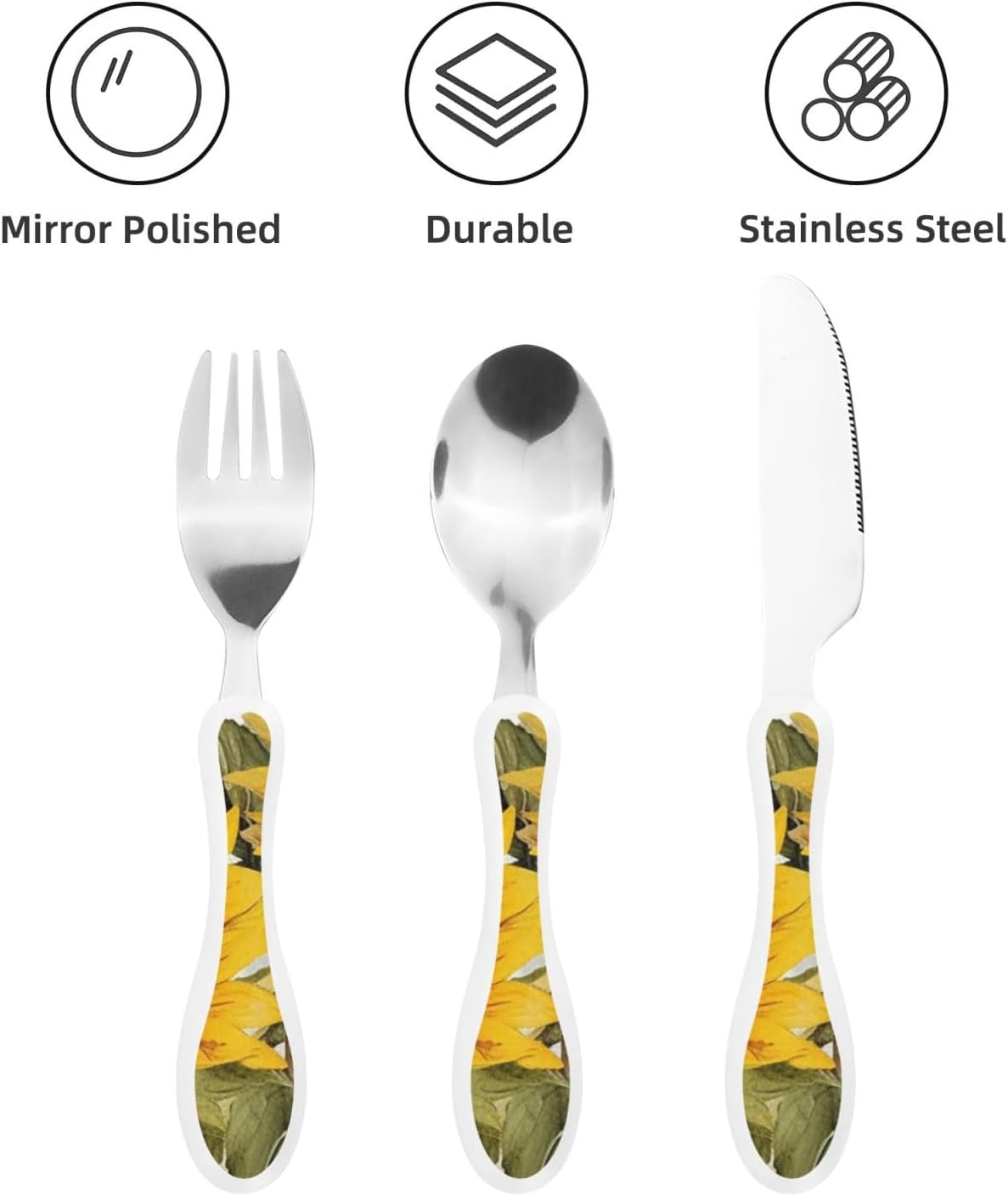 3-Piece Kids Silverware Set With Storage Case, Stainless Steel Reusable Children Safe Knife Spoon Fork Set Alpaca Cactus Children Flatware Set For Kids Lunch Box