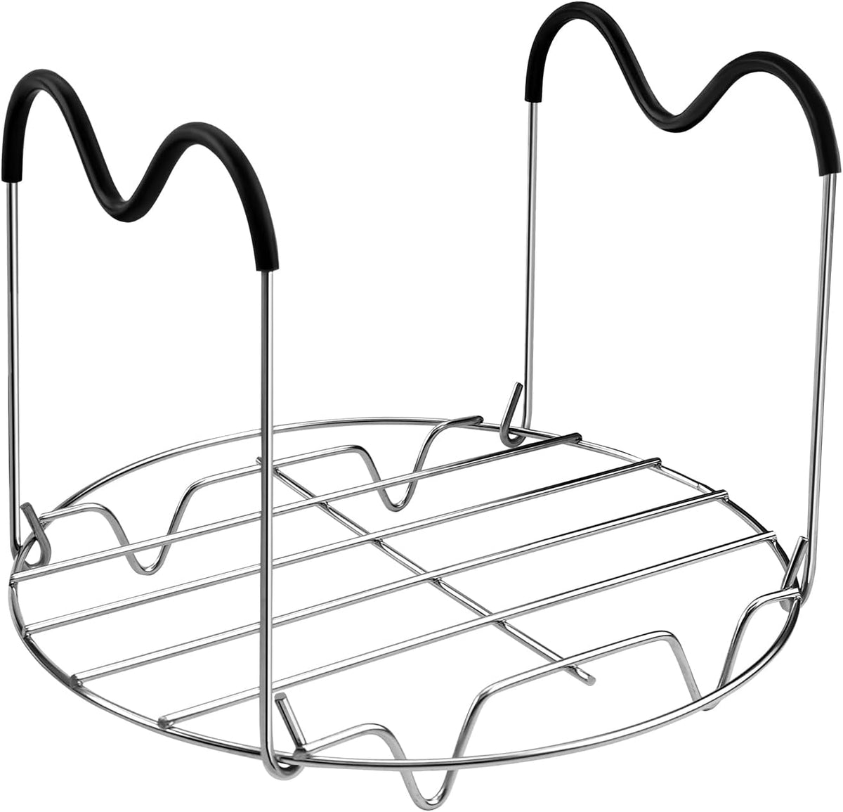 Trivet Compatible with Instant Pot 6 & 8 Qt Pressure Cookers, Steamer Rack with Silicone Handles, Stainless Steel Elevated Cooking Rack for Eggs, Veggies & Meat
