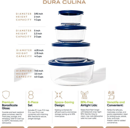 6-Piece Glass Food Storage Containers Set (3 Containers + 3 BPA-Free Lids) | 2-Cup, Leakproof | Microwave, Freezer, Oven & Dishwasher Safe | Ideal for Meal Prep & Pantry Organization, Pistachio