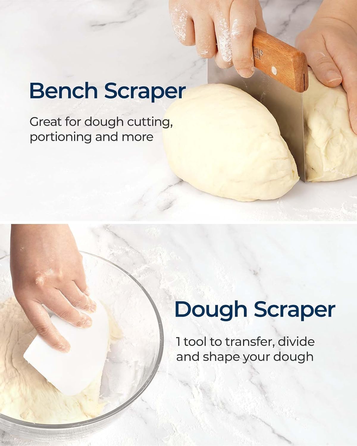 Banneton Proofing Basket Set, Sourdough Bread Baking Supplies (Plastic)