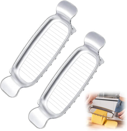 Butter Slicer Cutter & Cheese Cutter–Multi-Use Kitchen Tool for Evenly Slicing Butter Blocks, Cheeses, Eggs & Soft Fruits–Non-Stick，Compact & Portable for Home, BBQ, Camping（)