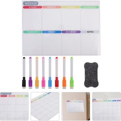 Holibanna 1set Magnetic Fridge Note Board Dry Erase Weekly Meal Planner Schedule Sticker for Organization Reusable Stain for Healthy Meal Tracking and Grocery Lists