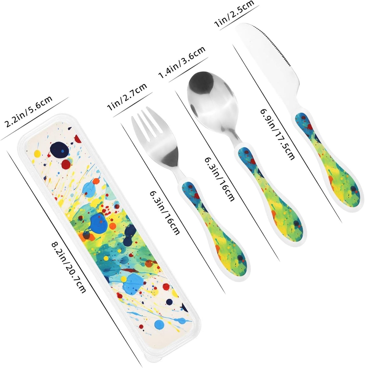 3-Piece Kids Silverware Set With Storage Case, Stainless Steel Reusable Children Safe Knife Spoon Fork Set Blue Active Girl Running Sunset Children Flatware Set For Kids Lunch Box - Colors C