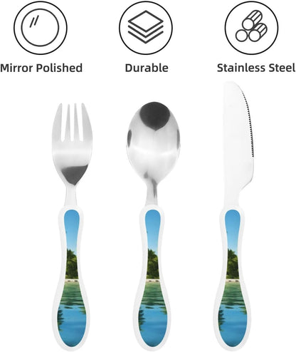 3-Piece Kids Silverware Set With Storage Case, Stainless Steel Reusable Children Safe Knife Spoon Fork Set Animal Cartoon Owls Cute Children Flatware Set For Kids Lunch Box