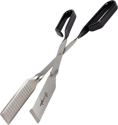Steak Grill Tongs for Kitchen & Outdoor Cooking, 13 Inch Long Reach Pro-Grade, Scissor-Style Utensil - Perfect for Air Frier and Oven Use (Red)