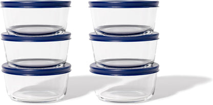 6-Piece Glass Food Storage Containers Set (3 Containers + 3 BPA-Free Lids) | 2-Cup, Leakproof | Microwave, Freezer, Oven & Dishwasher Safe | Ideal for Meal Prep & Pantry Organization, Pistachio
