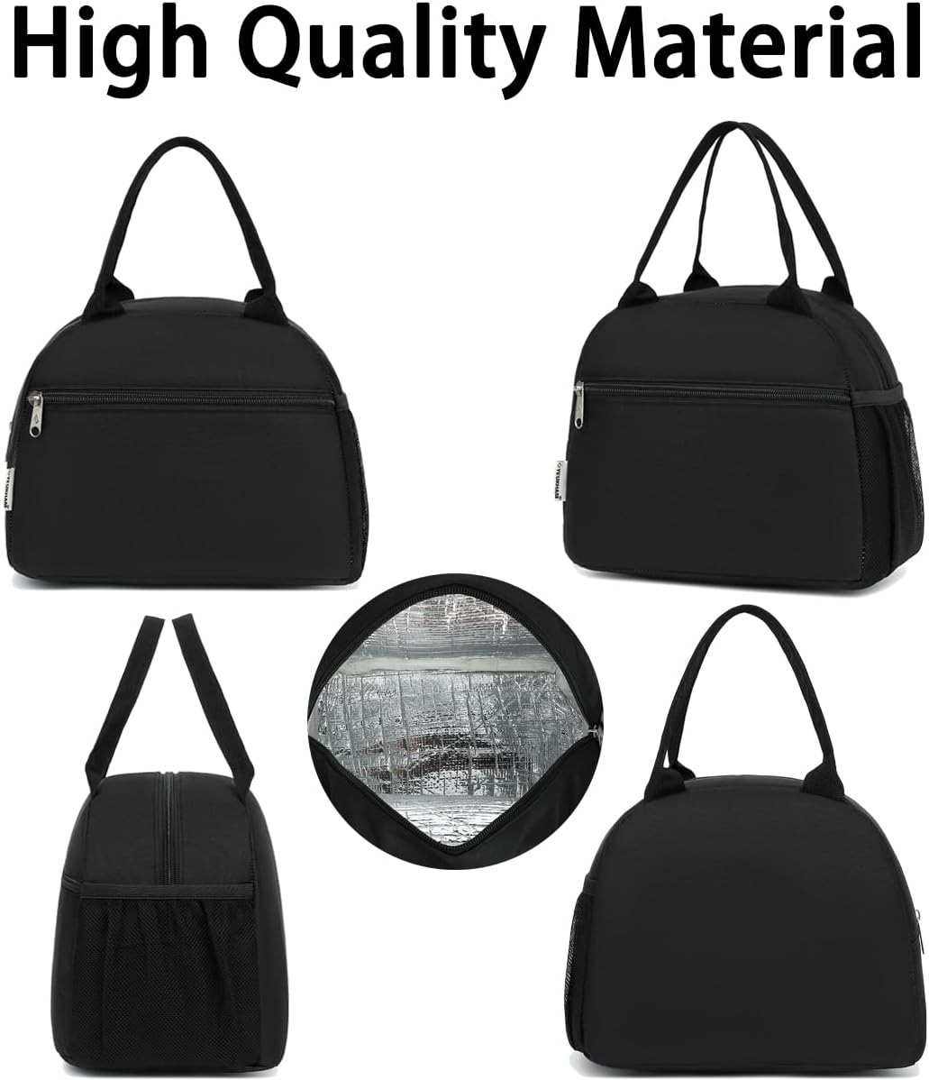 GYEUKHAM Lunch Bag Women, Lunch Box for Adult Men Kids Girls, Small Cute Lunchbox Tote Large Capacity Insulated Lunch Container Cooler for Work School Picnic Travel, Black White Stripes