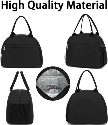 GYEUKHAM Lunch Bag Women, Lunch Box for Adult Men Kids Girls, Small Cute Lunchbox Tote Large Capacity Insulated Lunch Container Cooler for Work School Picnic Travel, Black White Stripes